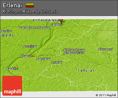 Physical Panoramic Map of Erlėnai