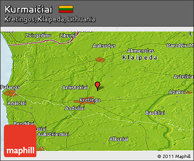 Physical Panoramic Map of Kurmaičiai