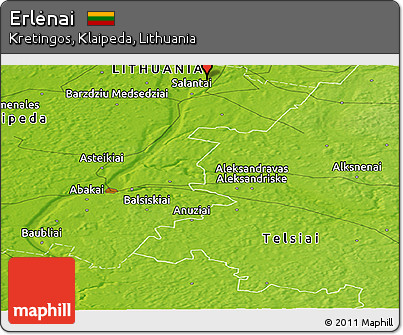 Physical Panoramic Map of Erlėnai