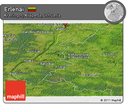 Satellite Panoramic Map of Erlėnai