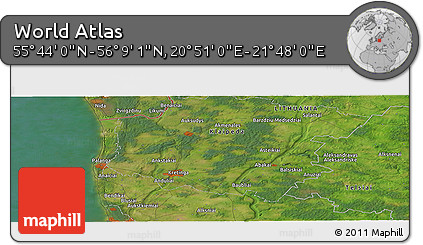 Satellite Panoramic Map of the Area around 55° 56' 31" N, 21° 19' 30" E