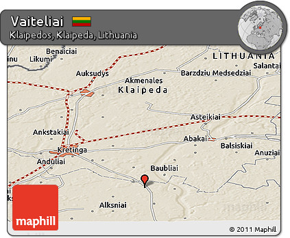 Shaded Relief Panoramic Map of Vaiteliai