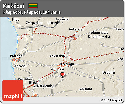 Shaded Relief Panoramic Map of Kėkštai