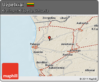 Shaded Relief Panoramic Map of Užpelkiai