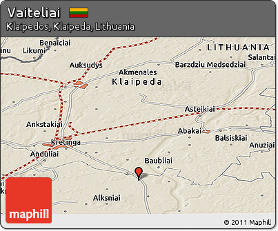 Shaded Relief Panoramic Map of Vaiteliai