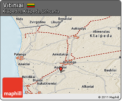 Shaded Relief Panoramic Map of Vitiniai