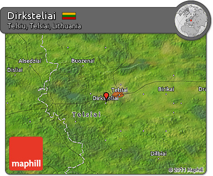 Satellite 3D Map of Dirksteliai