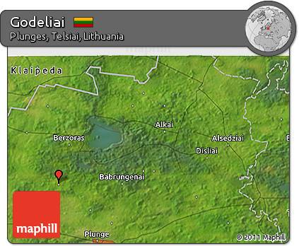 Satellite 3D Map of Godeliai