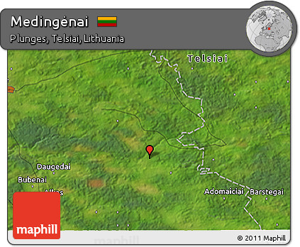 Satellite 3D Map of Medingėnai