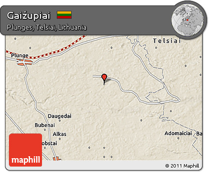 Shaded Relief 3D Map of Gaižupiai