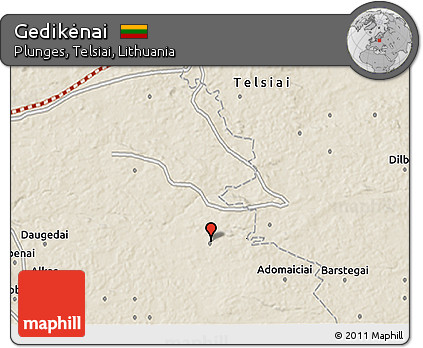Shaded Relief 3D Map of Gedikėnai