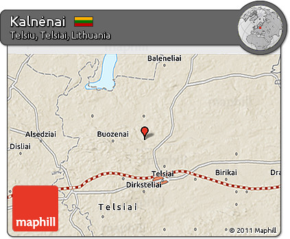 Shaded Relief 3D Map of Kalnėnai