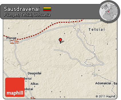 Shaded Relief 3D Map of Sausdravėnai
