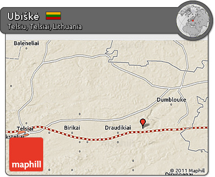 Shaded Relief 3D Map of Ubiškė