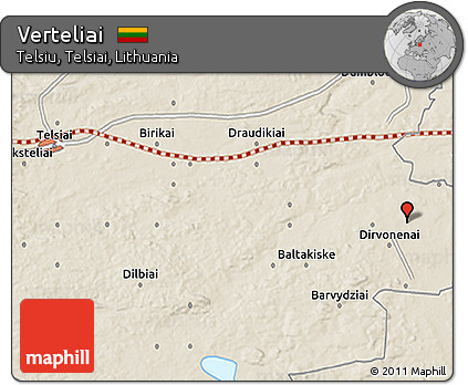 Shaded Relief 3D Map of Verteliai