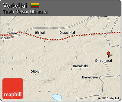 Shaded Relief 3D Map of Verteliai