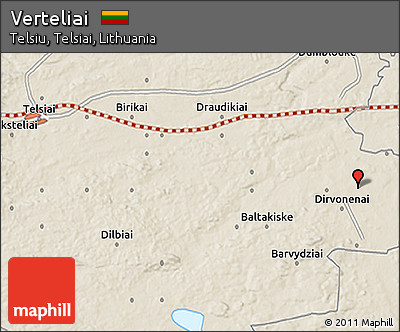 Shaded Relief 3D Map of Verteliai