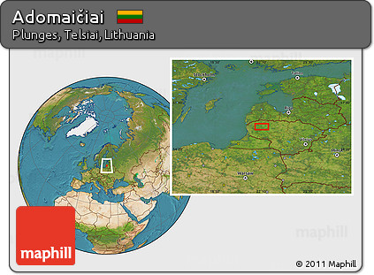 Satellite Location Map of Adomaičiai