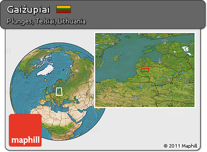 Satellite Location Map of Gaižupiai