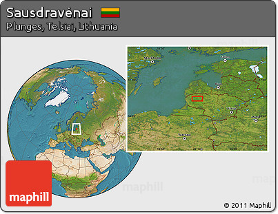 Satellite Location Map of Sausdravėnai