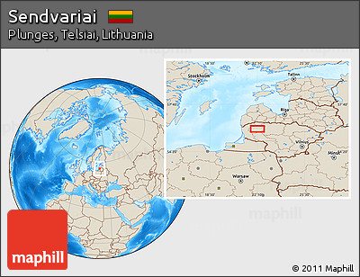 Shaded Relief Location Map of Sendvariai