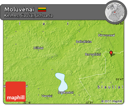 Physical Map of Moluvėnai