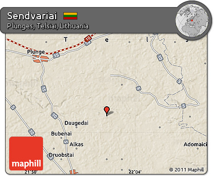 Shaded Relief Map of Sendvariai