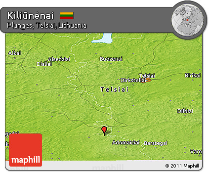 Physical Panoramic Map of Kiliūnėnai