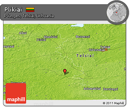 Physical Panoramic Map of Plikiai