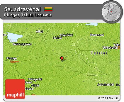 Physical Panoramic Map of Sausdravėnai