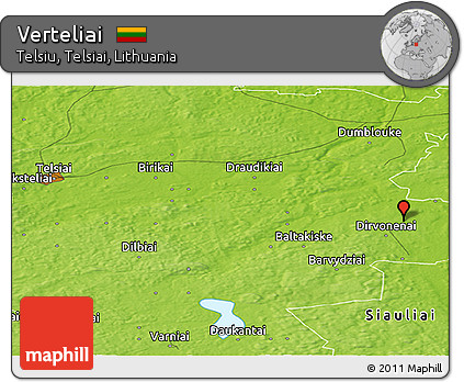 Physical Panoramic Map of Verteliai