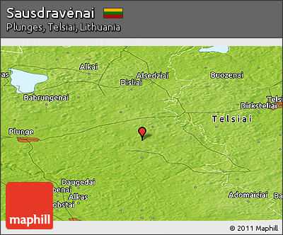 Physical Panoramic Map of Sausdravėnai