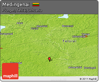 Physical Panoramic Map of Medingėnai