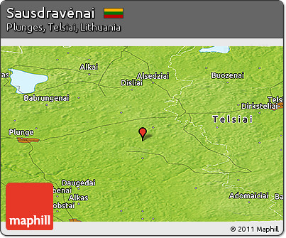Physical Panoramic Map of Sausdravėnai