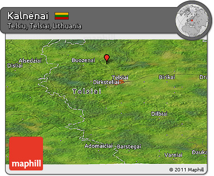Satellite Panoramic Map of Kalnėnai