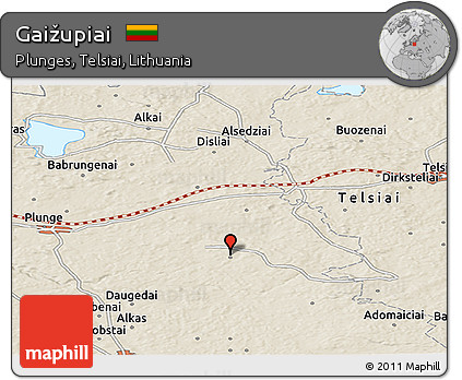 Shaded Relief Panoramic Map of Gaižupiai
