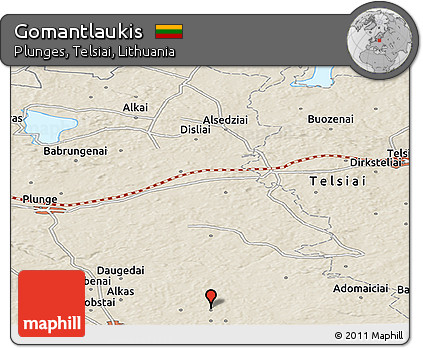 Shaded Relief Panoramic Map of Gomantlaukis