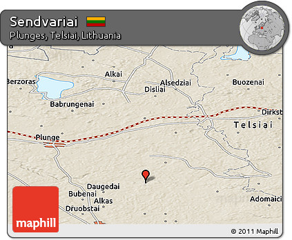 Shaded Relief Panoramic Map of Sendvariai