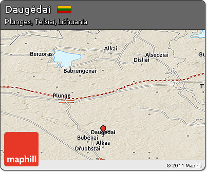 Shaded Relief Panoramic Map of Daugėdai