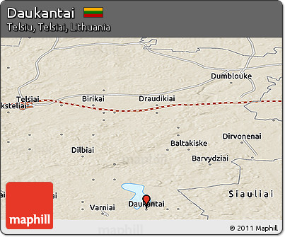 Shaded Relief Panoramic Map of Daukantai