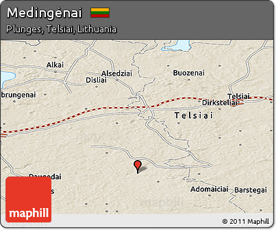 Shaded Relief Panoramic Map of Medingėnai