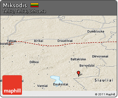 Shaded Relief Panoramic Map of Miksodis