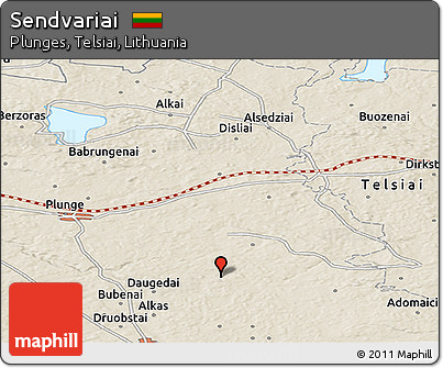 Shaded Relief Panoramic Map of Sendvariai