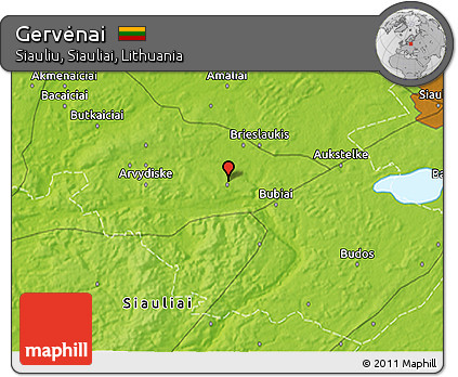 Physical 3D Map of Gervėnai