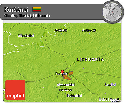 Physical 3D Map of Kuršėnai