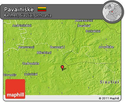 Physical 3D Map of Pavainiškė