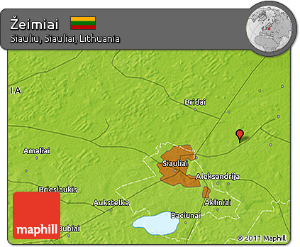Physical 3D Map of Žeimiai