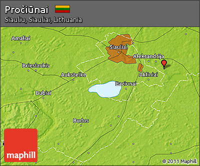 Physical 3D Map of Pročiūnai
