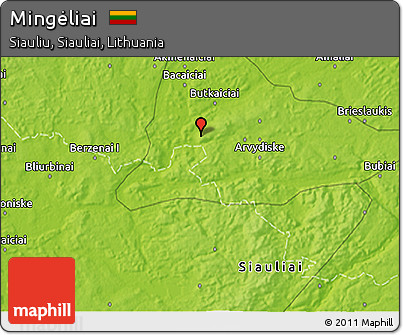 Physical 3D Map of Mingėliai