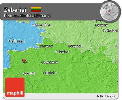 Political 3D Map of Žeberiai